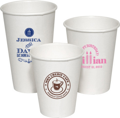 Custom  Paper Coffee Cups with Your 1-Color Artwork
